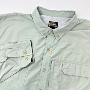 CE Schmidt Workwear Mens Green 3XL Long‎ Sleeve Button Down Vented Zip Pocket